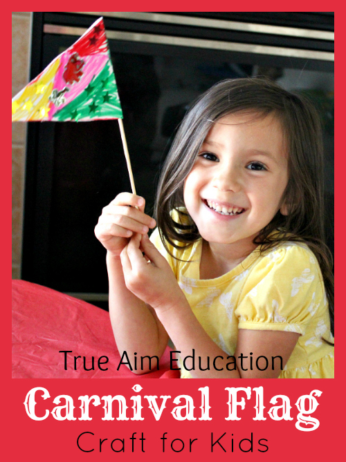 Easy Craft for kids, free carnival party flag printable