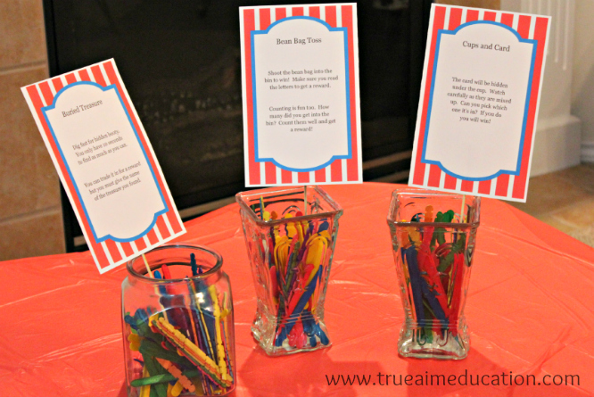 Carnival party games for kids, game signs