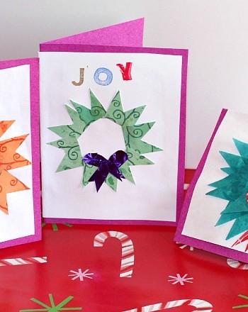 handmade christmas wreath cards kids