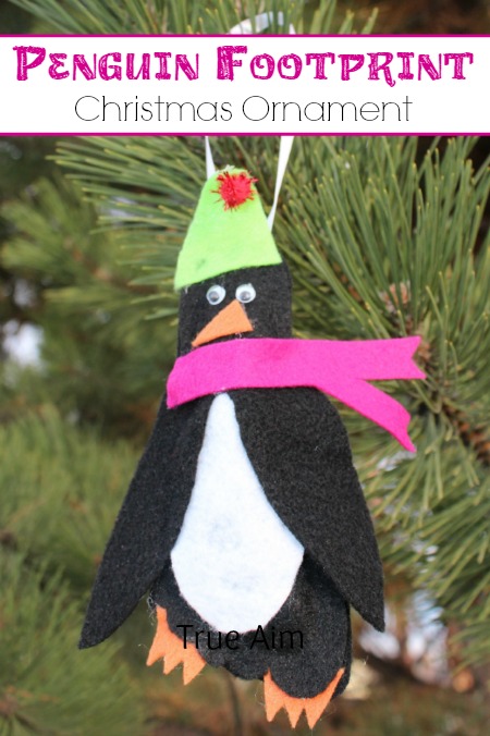 penguin footprint christmas ornament