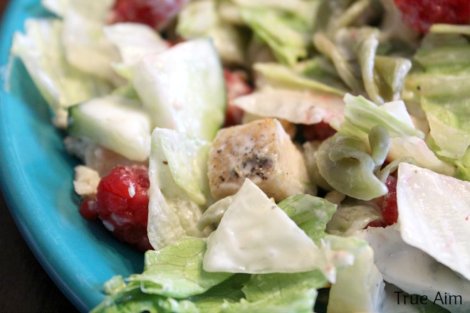 Raspberry chicken salad with poppy seed dressing