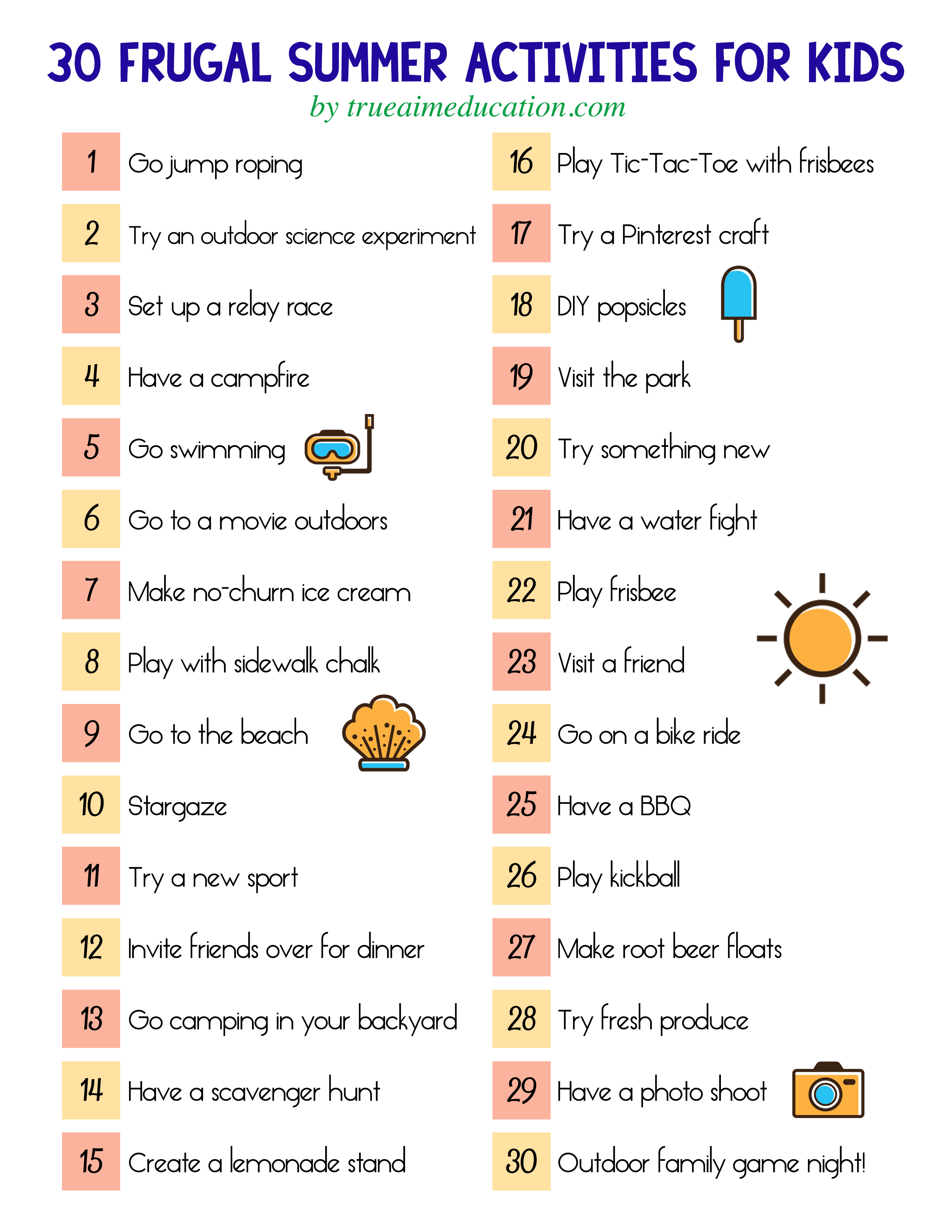 30 Frugal Summer Activities for Kids